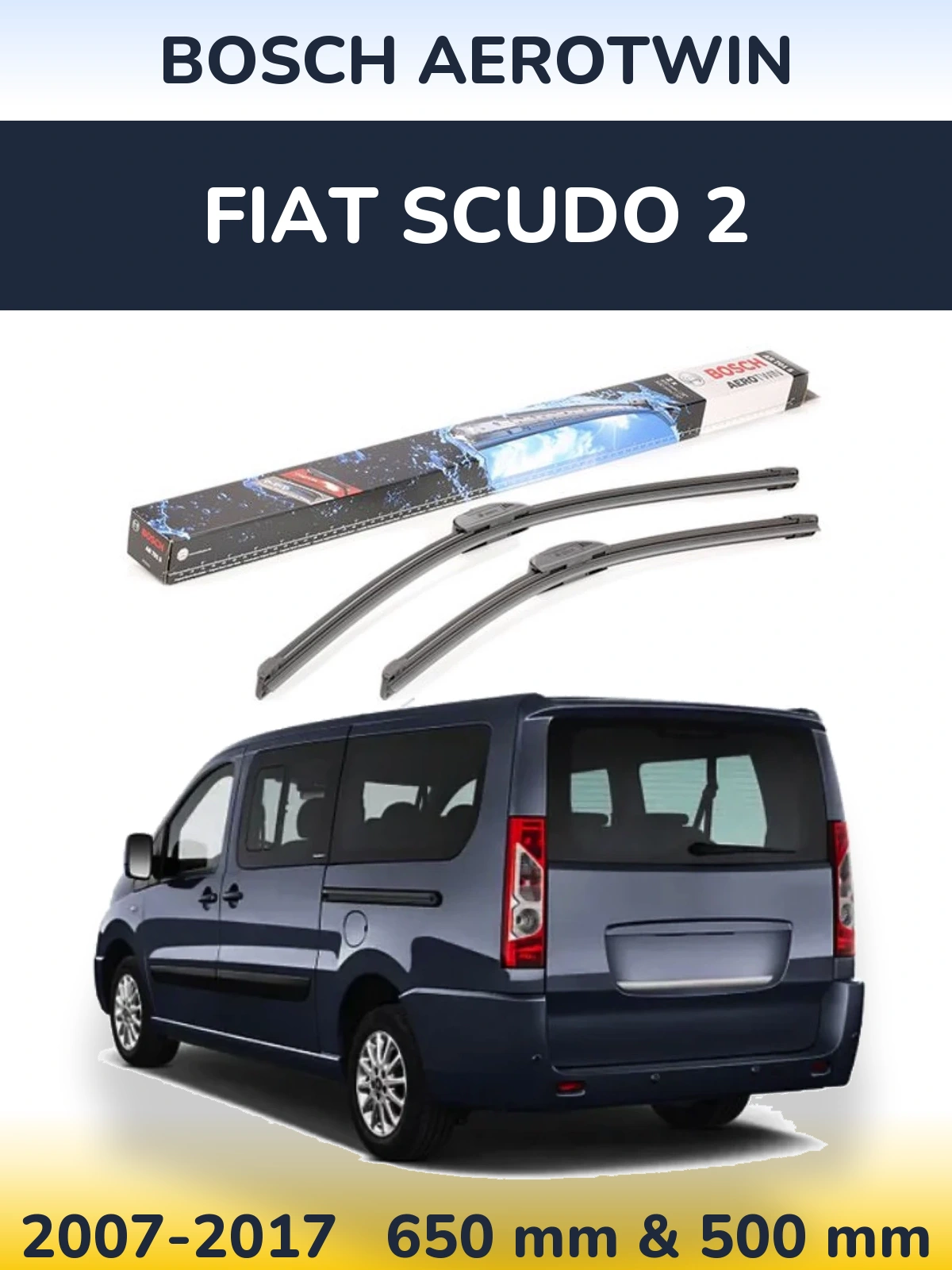 Komplet przednich wycieraczek BOSCH AeroTwin 650 & 500 mm do Fiat Scudo 2 2007-2017