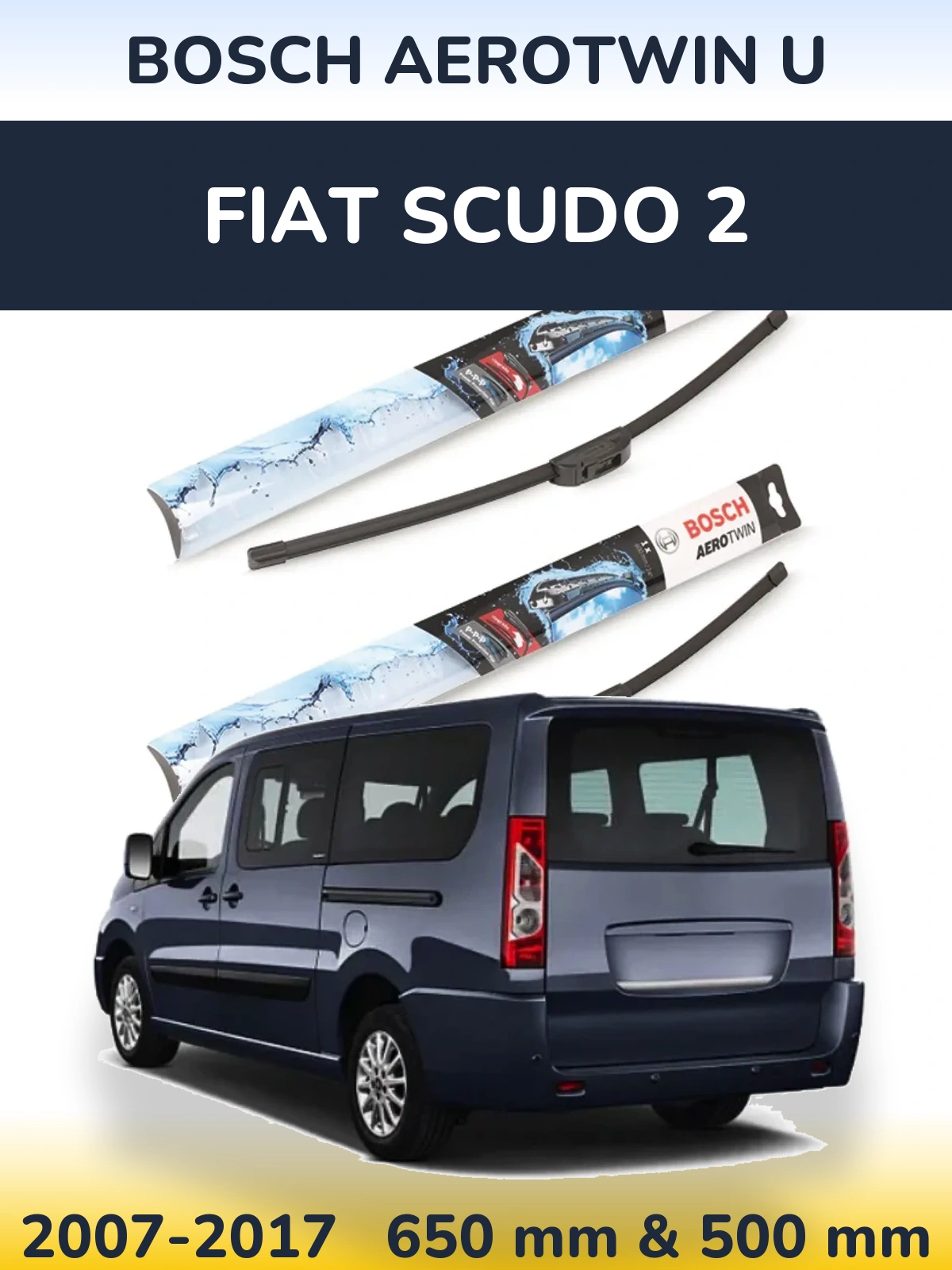 Комплект передних дворников BOSCH AeroTwin U 650 & 500 мм для Fiat Scudo 2 2007-2017