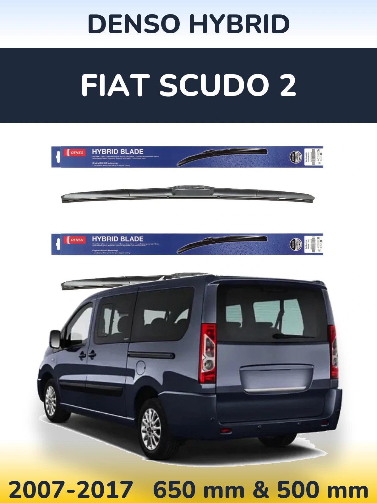 Комплект передних дворников Denso Hybrid 650 & 500 мм для Fiat Scudo 2 2007-2017