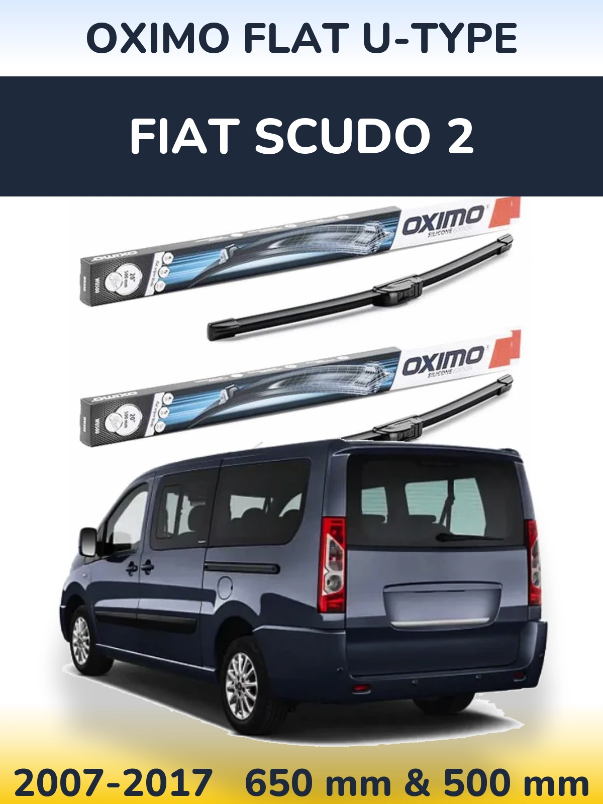 Komplet przednich wycieraczek Oximo Flat U-type 650 & 500 mm do Fiat Scudo 2 2007-2017