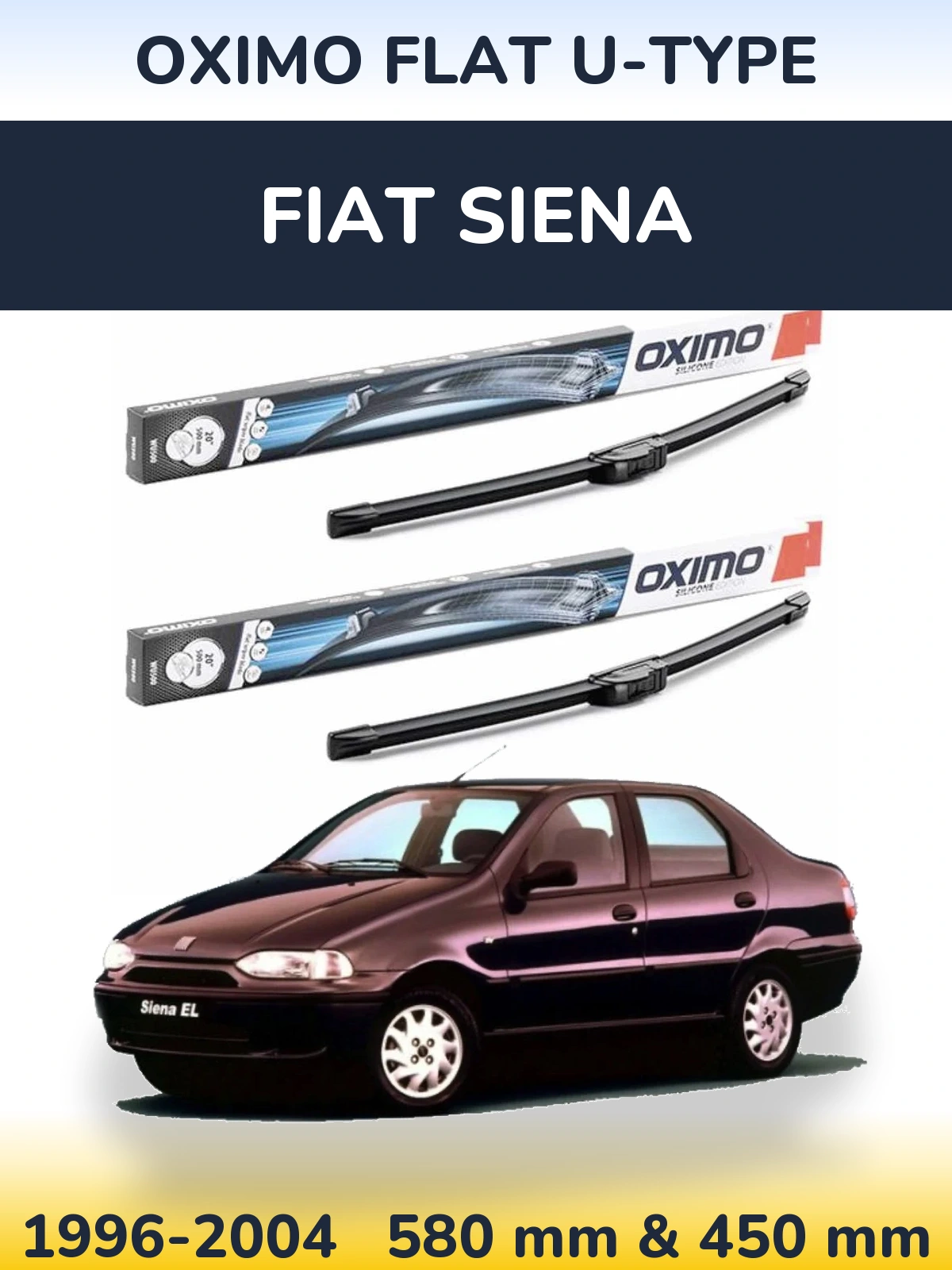 Комплект передних дворников Oximo Flat U-type 580 & 450 мм для Fiat Siena 1996-2004