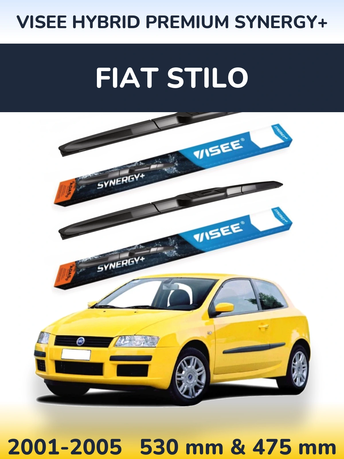 Комплект передних дворников VISEE HYBRID PREMIUM SYNERGY+ 530 & 475 мм для Fiat Stilo 2001-2005