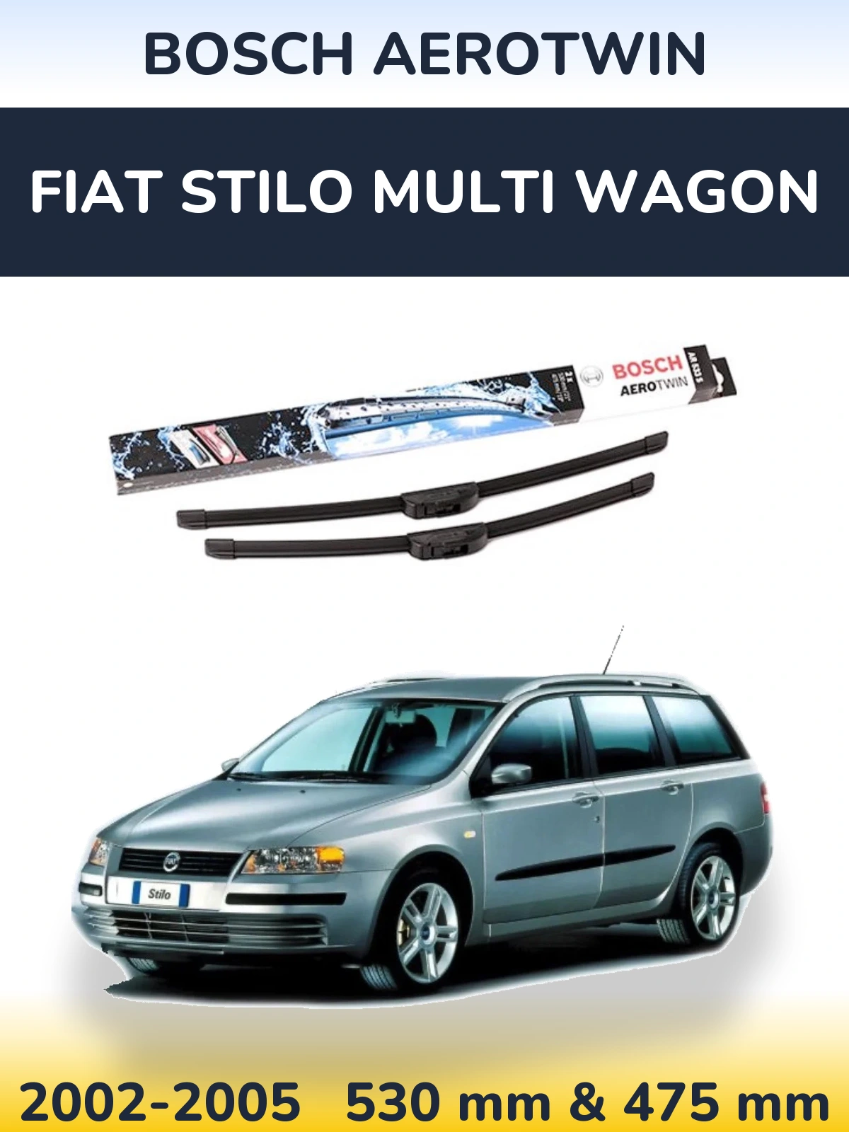 Комплект передних дворников BOSCH AeroTwin 530 & 475 мм для Fiat Stilo Multi Wagon 2002-2005
