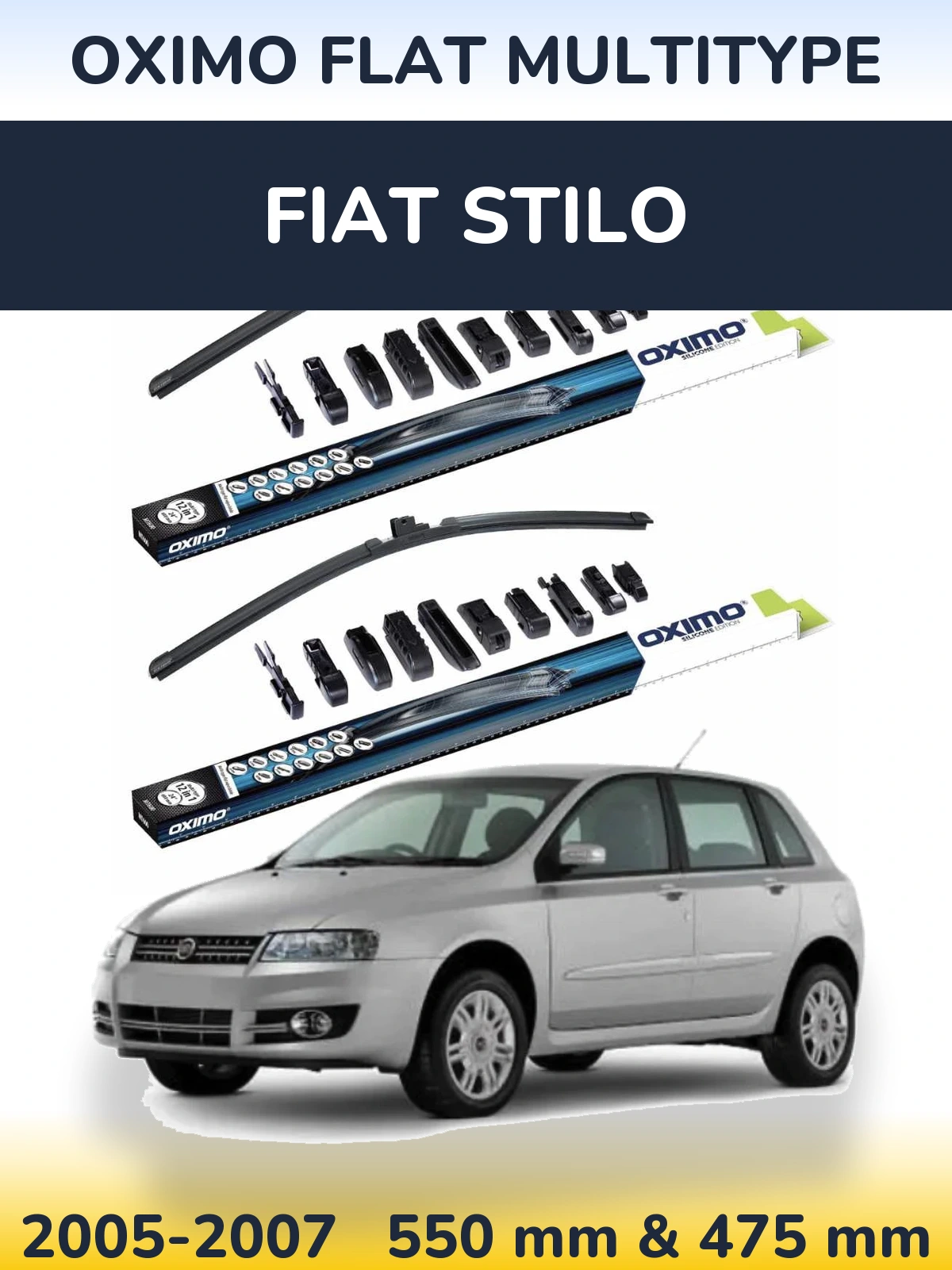 Komplet przednich wycieraczek Oximo Flat MultiType 550 & 475 mm do Fiat Stilo 2005-2007