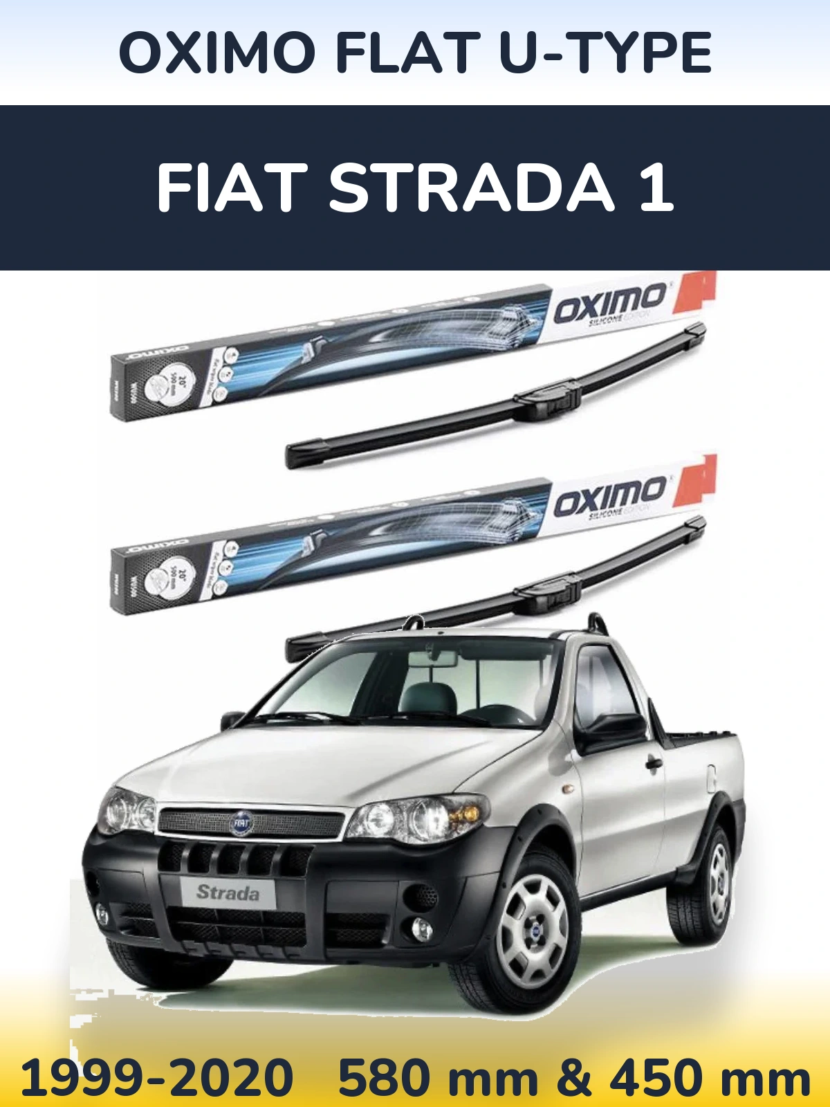 Komplet przednich wycieraczek Oximo Flat U-type 580 & 450 mm do Fiat Strada 1 1999-2020