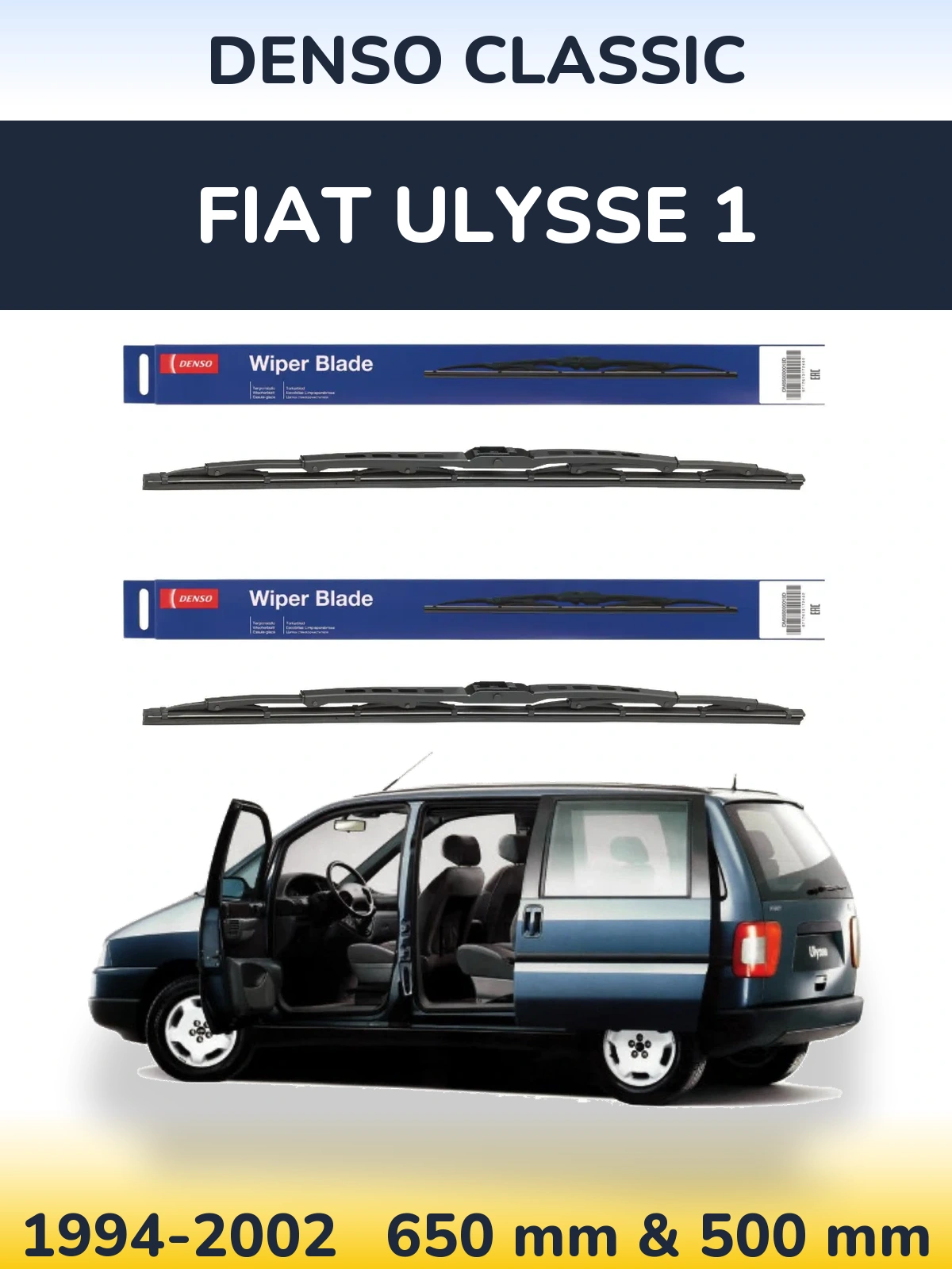 Комплект передних дворников Denso Classic 650 & 500 мм для Fiat Ulysse 1 1994-2002