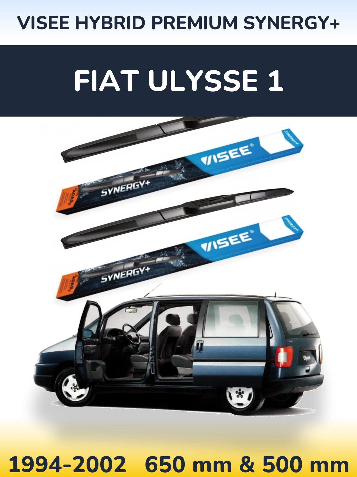 Komplet przednich wycieraczek VISEE HYBRID PREMIUM SYNERGY+ 650 & 500 mm do Fiat Ulysse 1 1994-2002