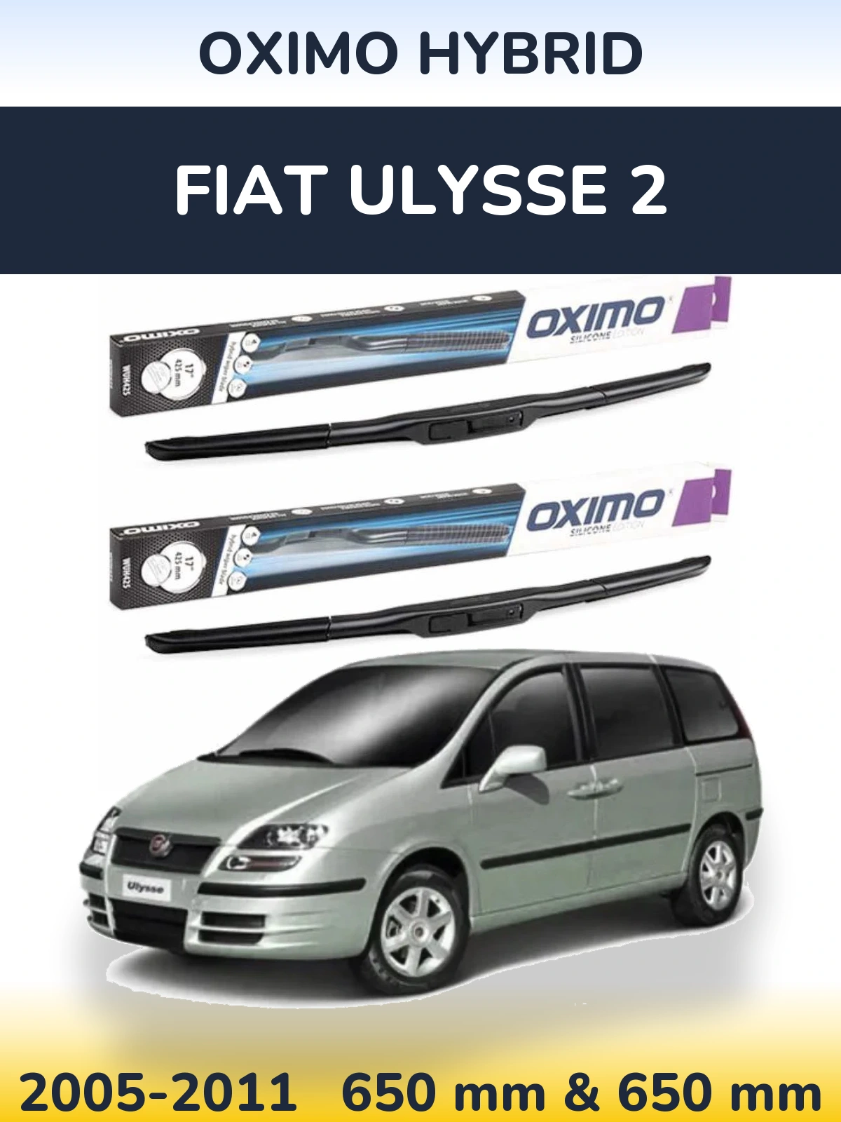 Комплект передних дворников Oximo Hybrid 650 & 650 мм для Fiat Ulysse 2 2005-2011