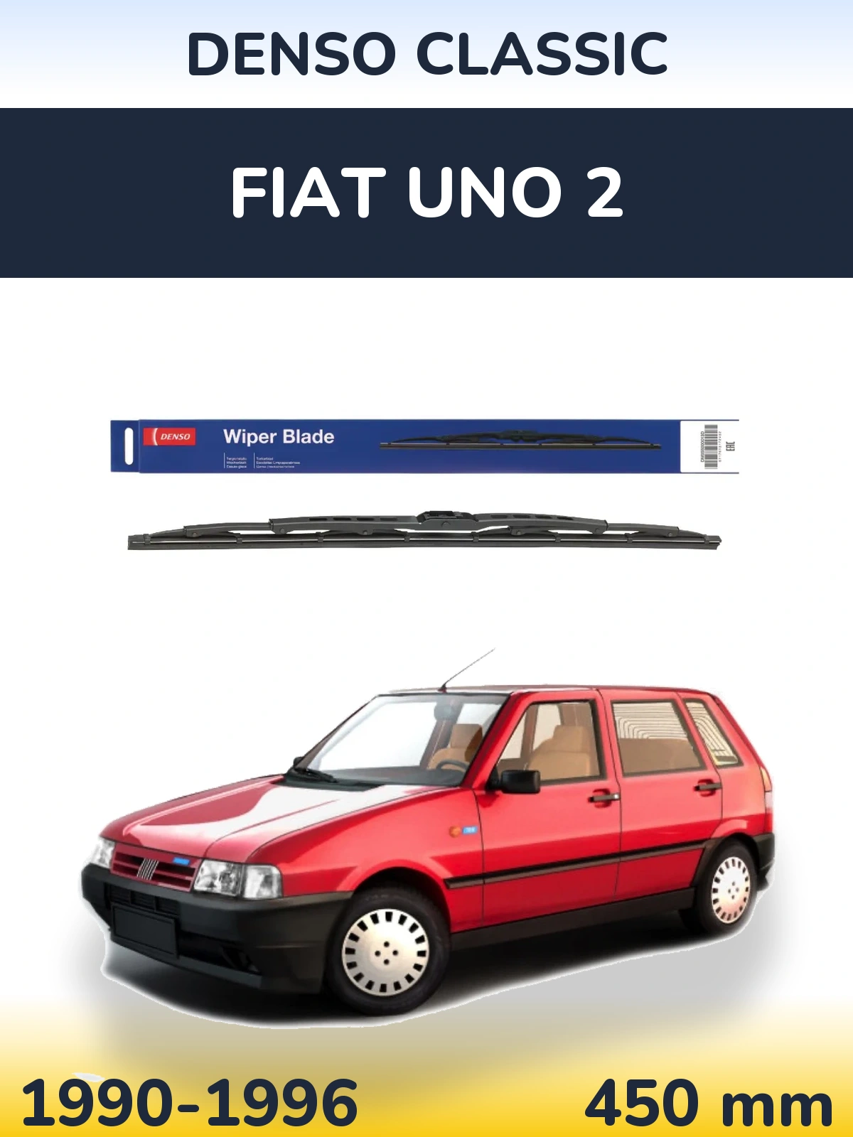 Front wiper blade Denso Classic 450 mm for Fiat Uno 2 1990-1996