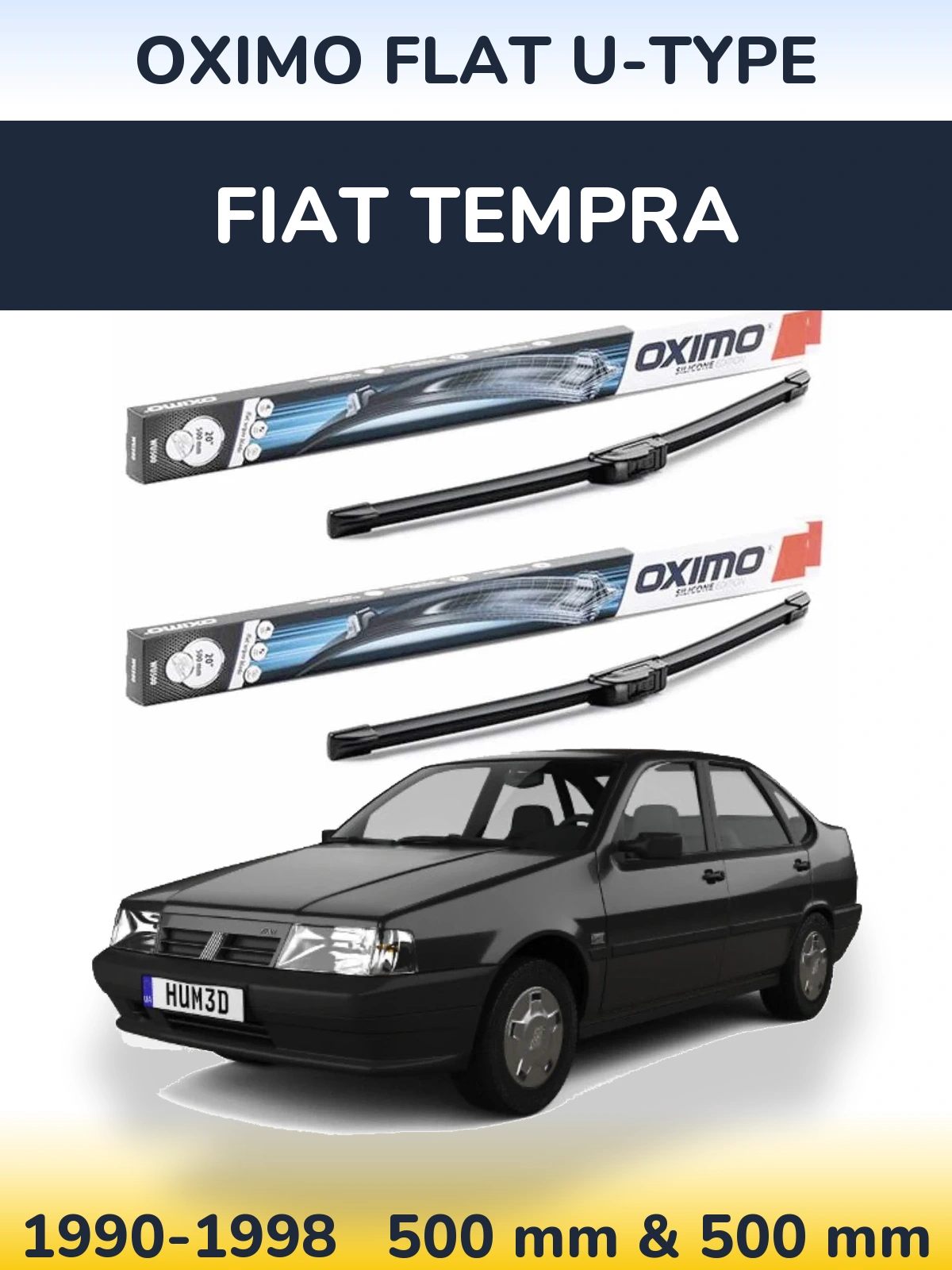 Komplet przednich wycieraczek Oximo Flat U-type 500 & 500 mm do Fiat Tempra 1990-1998