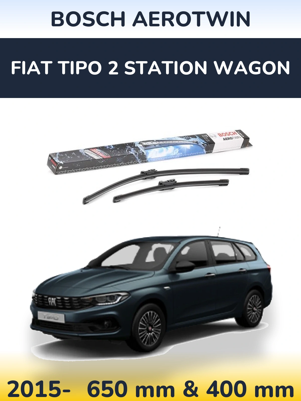 Komplet przednich wycieraczek BOSCH AeroTwin 650 & 400 mm do Fiat Tipo 2 Station Wagon 2015-2026