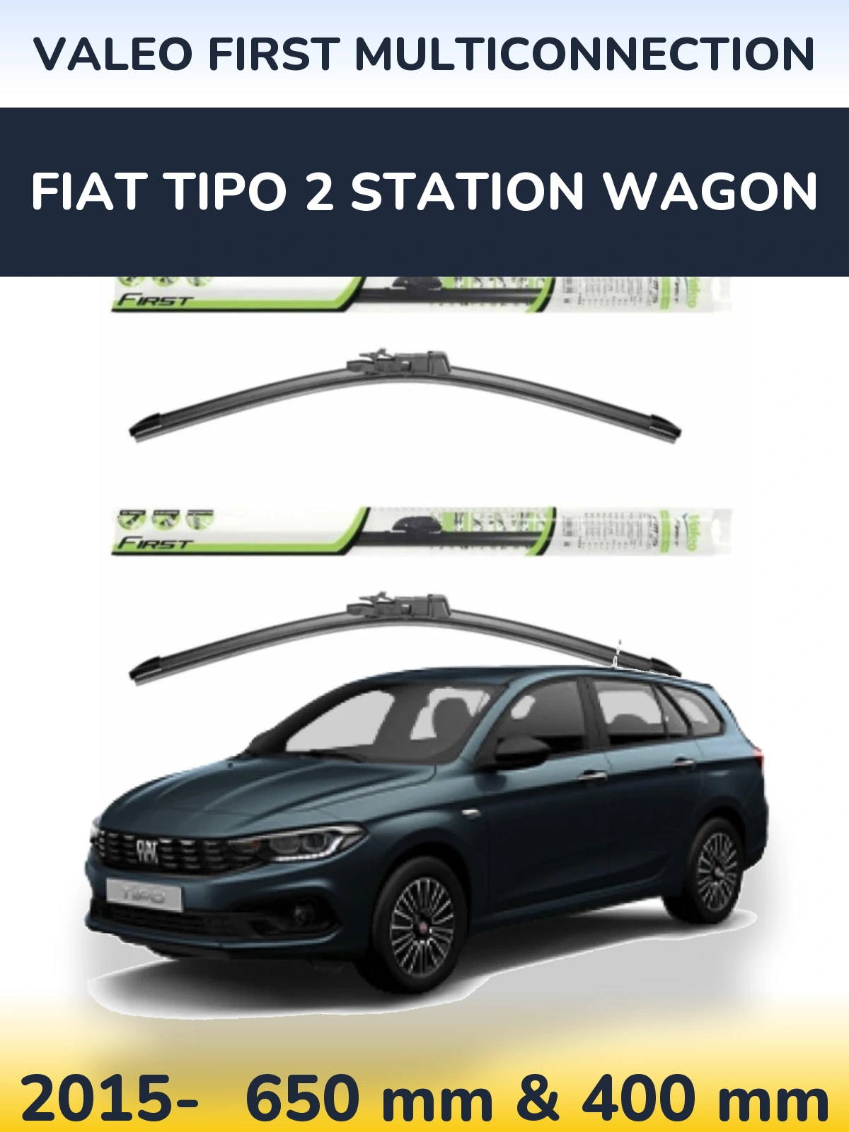 Komplet przednich wycieraczek Valeo First MultiConnection 650 & 400 mm do Fiat Tipo 2 Station Wagon 2015-2026