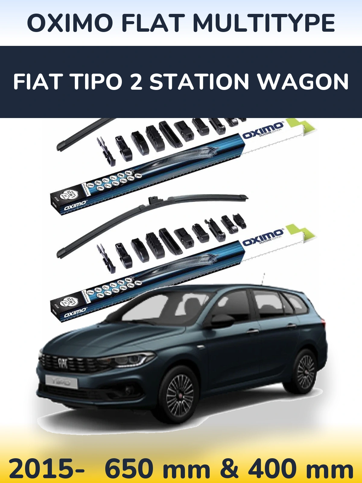Komplet przednich wycieraczek Oximo Flat MultiType 650 & 400 mm do Fiat Tipo 2 Station Wagon 2015-2026