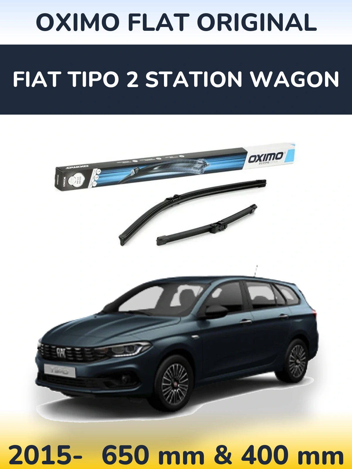 Комплект передних дворников Oximo Flat Original 650 & 375 мм для Fiat Tipo 2 Station Wagon 2015-2026