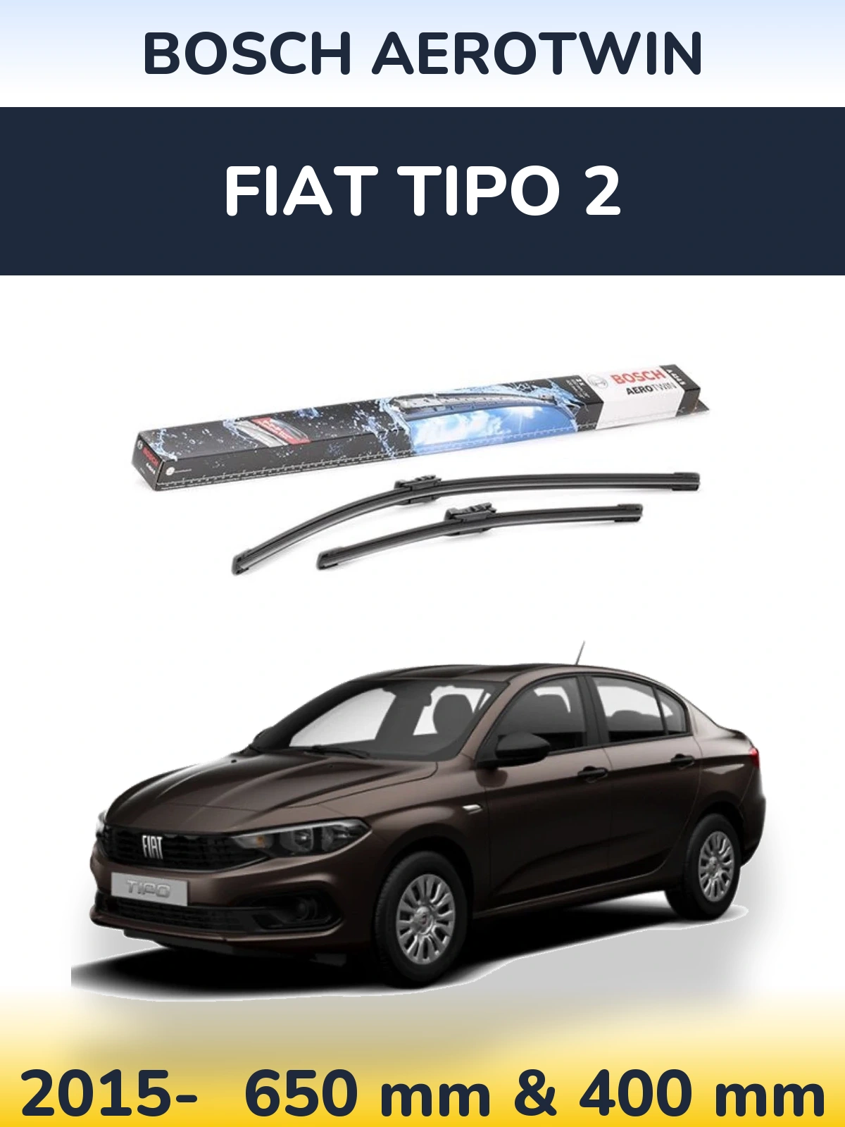 Komplet przednich wycieraczek BOSCH AeroTwin 650 & 400 mm do Fiat Tipo 2 2015-2026