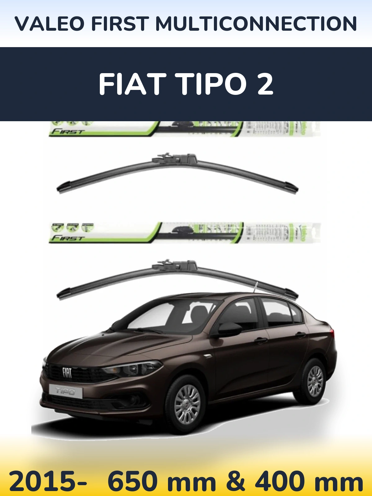 Комплект передних дворников Valeo First MultiConnection 650 & 400 мм для Fiat Tipo 2 2015-2026