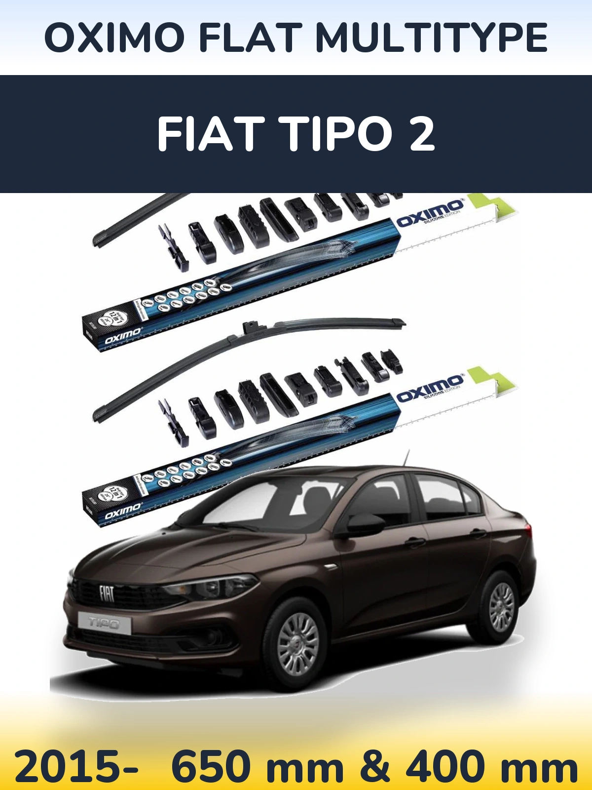 Komplet przednich wycieraczek Oximo Flat MultiType 650 & 400 mm do Fiat Tipo 2 2015-2026