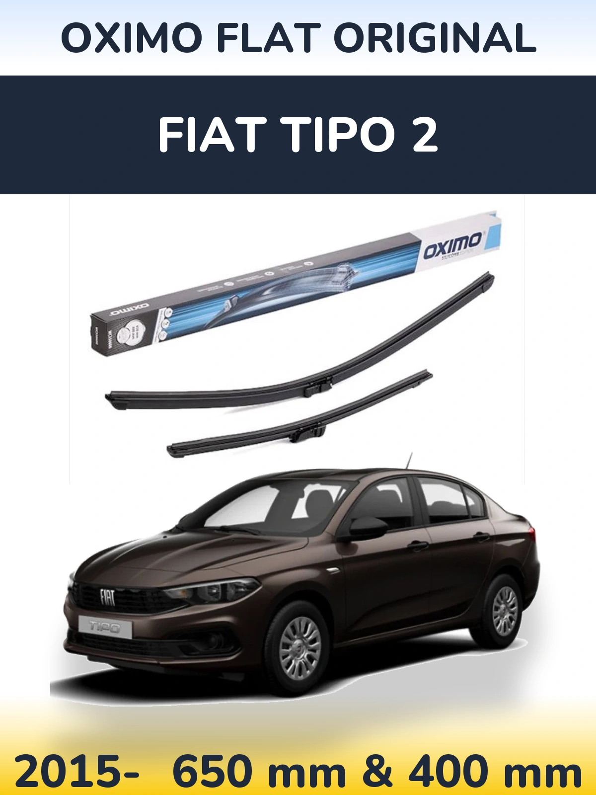 Комплект передних дворников Oximo Flat Original 650 & 400 мм для Fiat Tipo 2 2015-2026