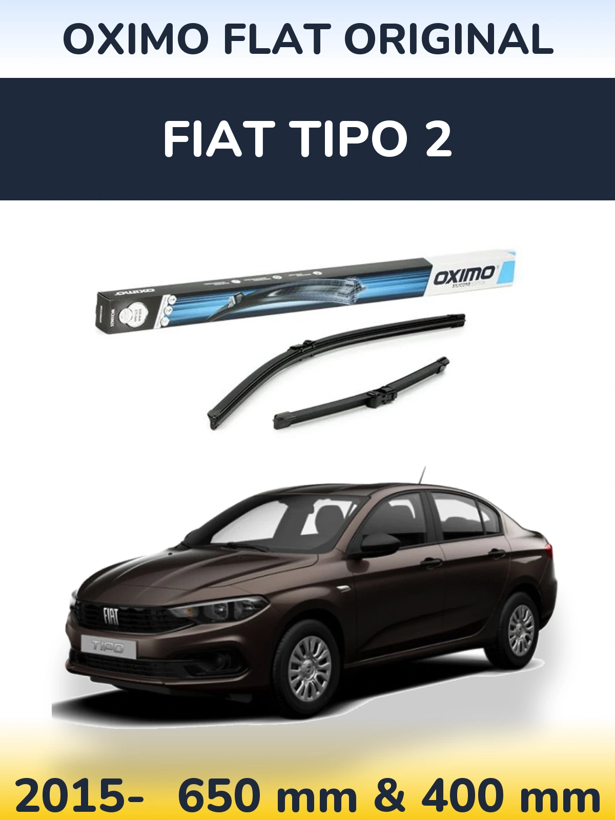 Комплект передних дворников Oximo Flat Original 650 & 375 мм для Fiat Tipo 2 2015-2026