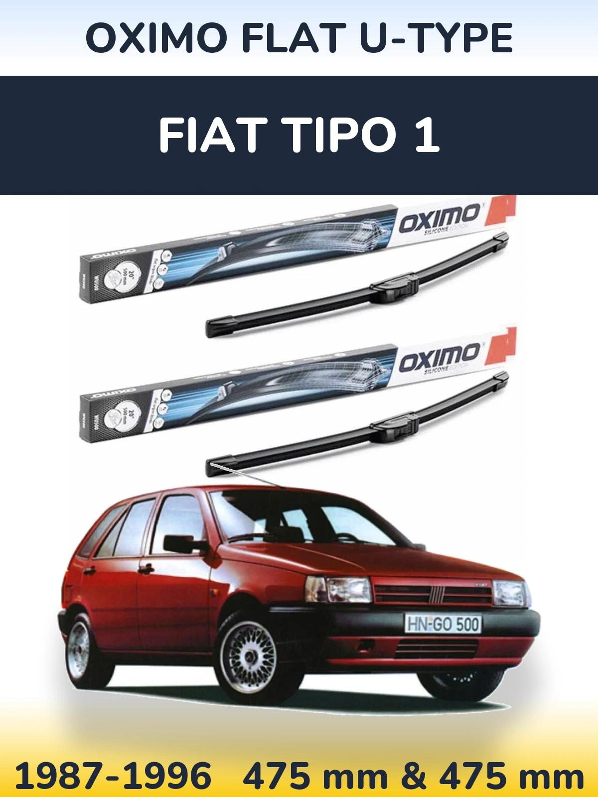 Комплект передних дворников Oximo Flat U-type 475 & 475 мм для Fiat Tipo 1 1987-1996