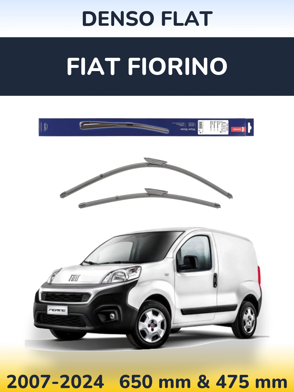 Комплект передних дворников Denso Flat 650 & 450 мм для Fiat Fiorino 2007-2024