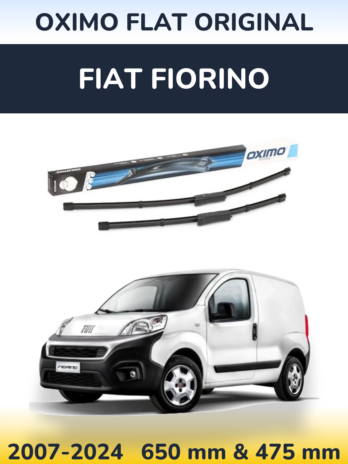 Комплект передних дворников Oximo Flat Original 650 & 475 мм для Fiat Fiorino 2007-2024
