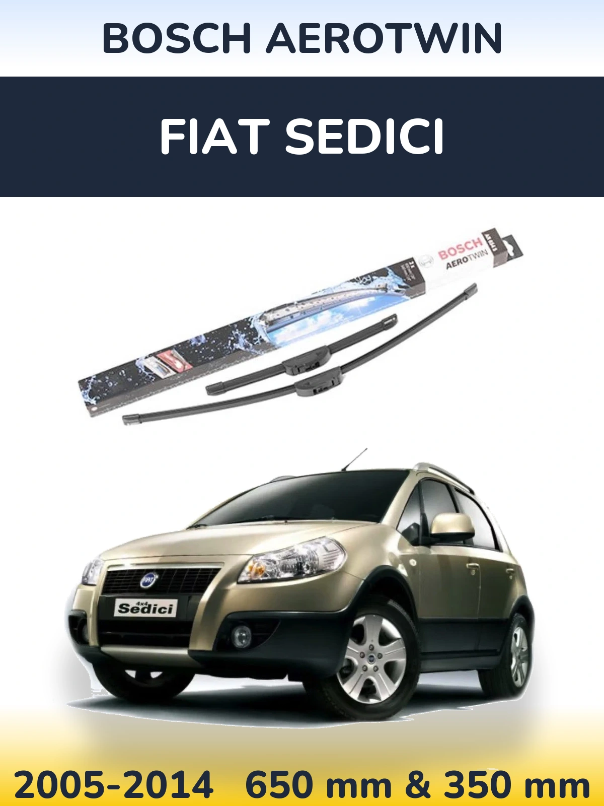 Komplet przednich wycieraczek BOSCH AeroTwin 650 & 350 mm do Fiat Sedici 2005-2014