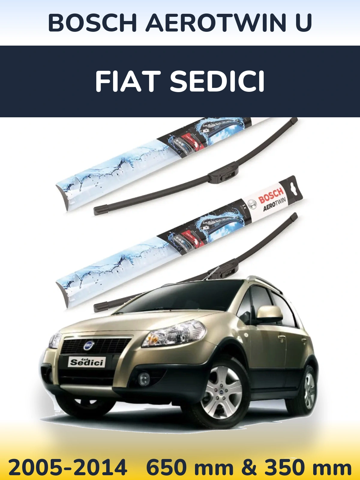 Комплект передних дворников BOSCH AeroTwin U 650 & 350 мм для Fiat Sedici 2005-2014