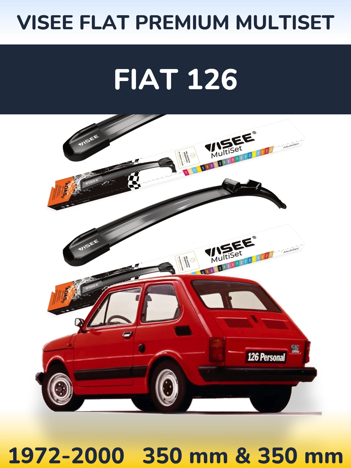 Комплект передних дворников VISEE FLAT PREMIUM MultiSet 350 & 350 мм для Fiat 126 1972-2000