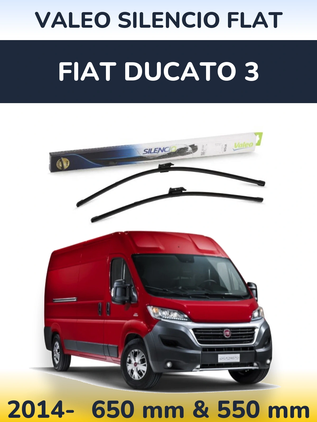 Komplet przednich wycieraczek Valeo Silencio Flat 650 & 550 mm do Fiat Ducato 3 2014-2026