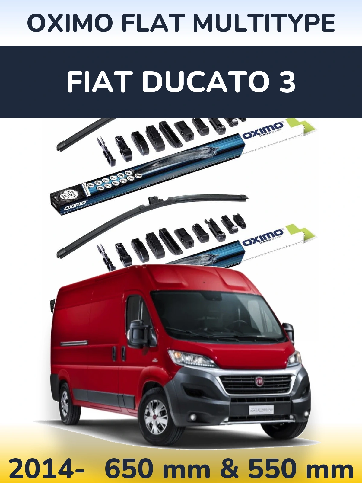Комплект передних дворников Oximo Flat MultiТипe 650 & 550 мм для Fiat Ducato 3 2014-2026