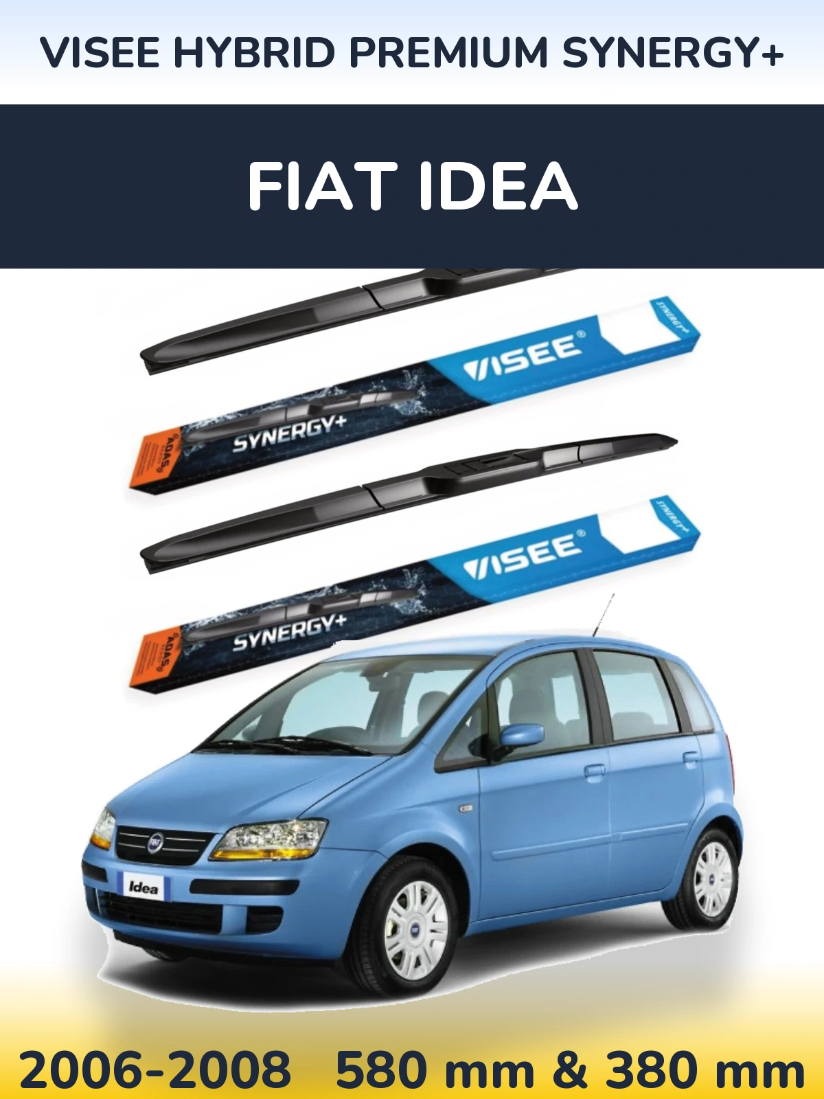 Комплект передних дворников VISEE HYBRID PREMIUM SYNERGY+ 580 & 380 мм для Fiat Idea 2006-2008