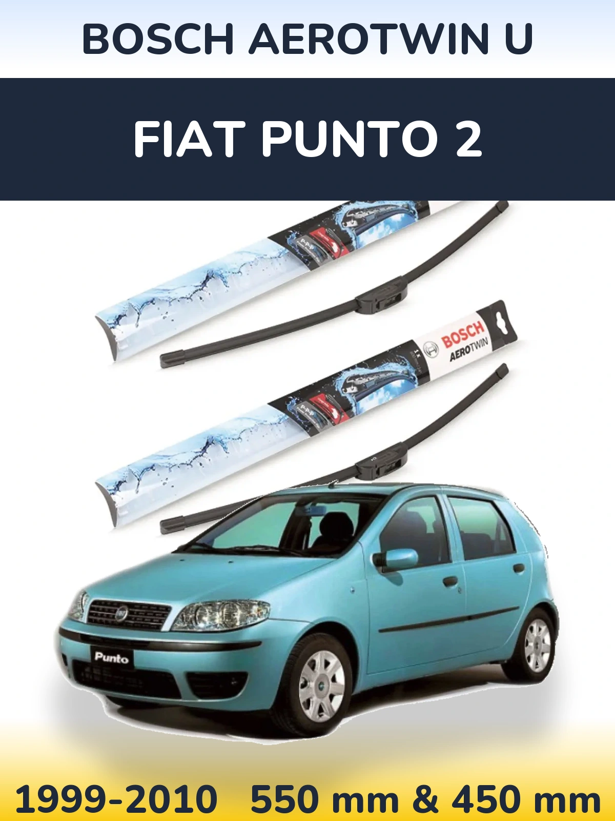 Komplet przednich wycieraczek BOSCH AeroTwin U 550 & 450 mm do Fiat Punto 2 1999-2010