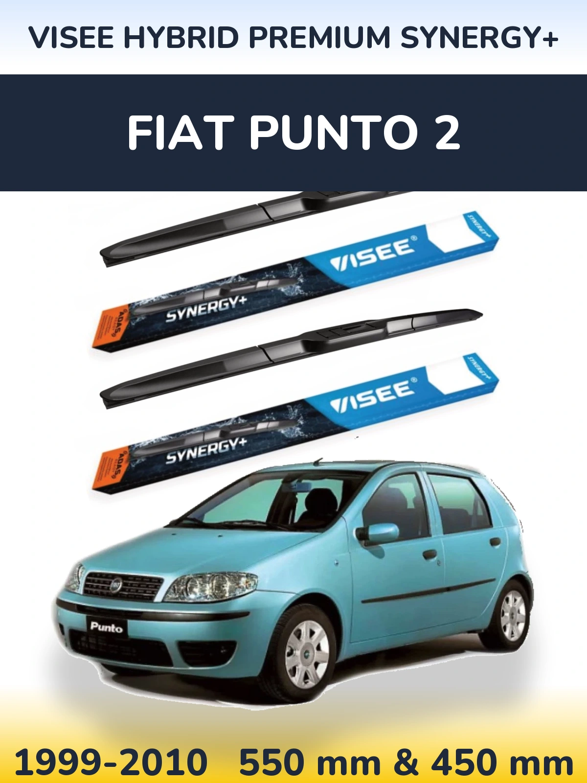 Komplet przednich wycieraczek VISEE HYBRID PREMIUM SYNERGY+ 550 & 450 mm do Fiat Punto 2 1999-2010