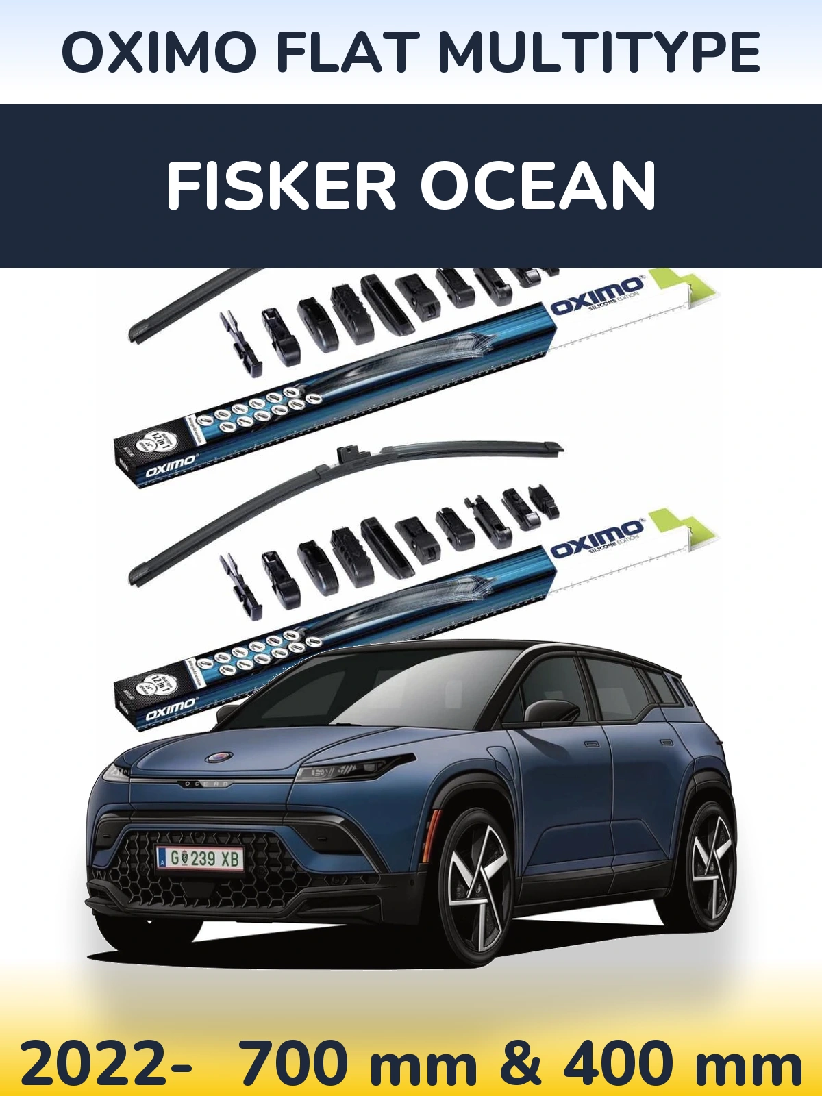 Комплект передних дворников Oximo Flat MultiТипe 700 & 400 мм для Fisker Ocean 2022-2026
