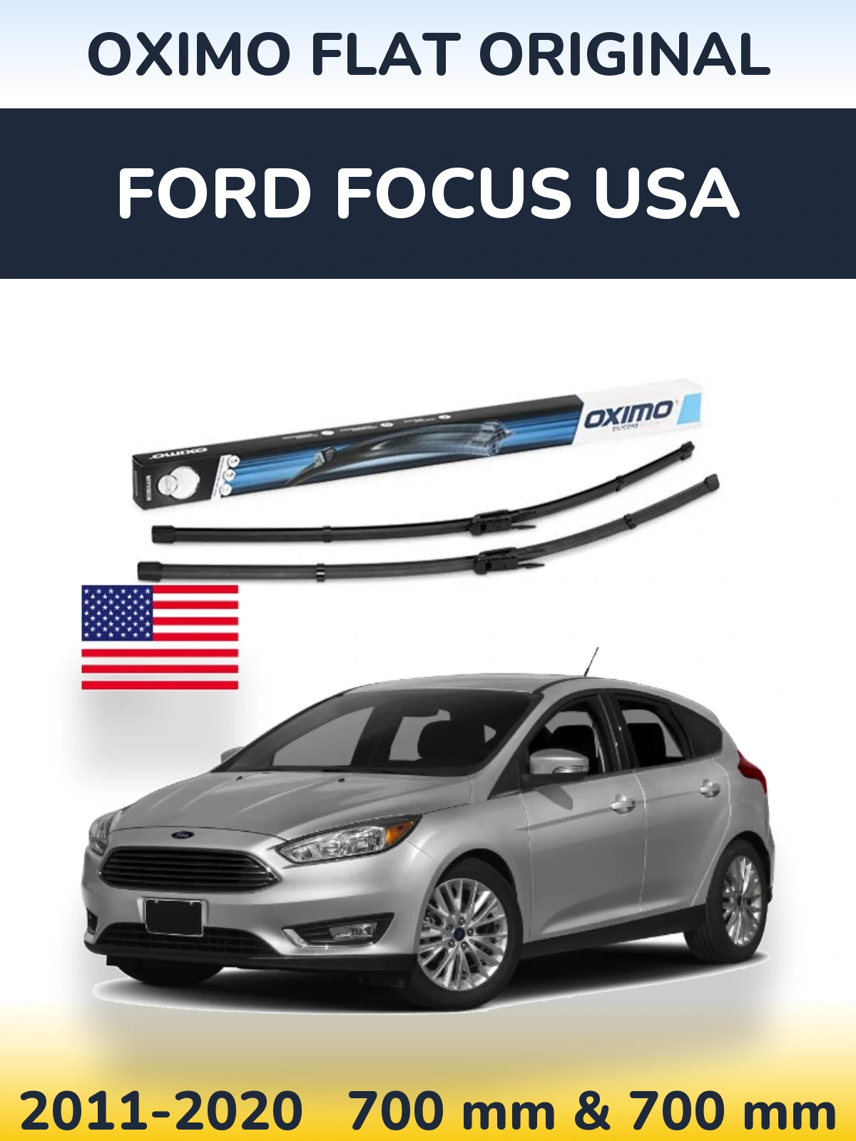 Komplet przednich wycieraczek Oximo Flat Original 700 & 700 mm do Ford Focus USA 2011-2020