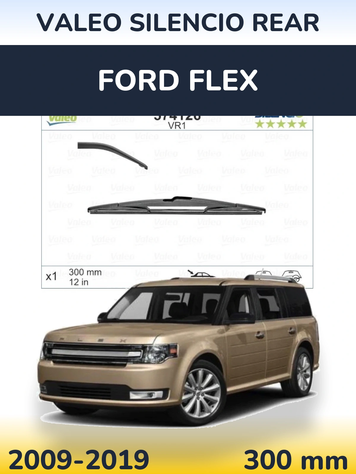 Rear wiper blade Valeo Silencio Rear 300 mm for Ford Flex 2009-2019