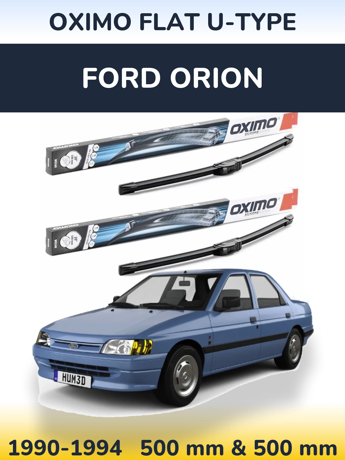 Komplet przednich wycieraczek Oximo Flat U-type 500 & 500 mm do Ford Orion 1990-1994