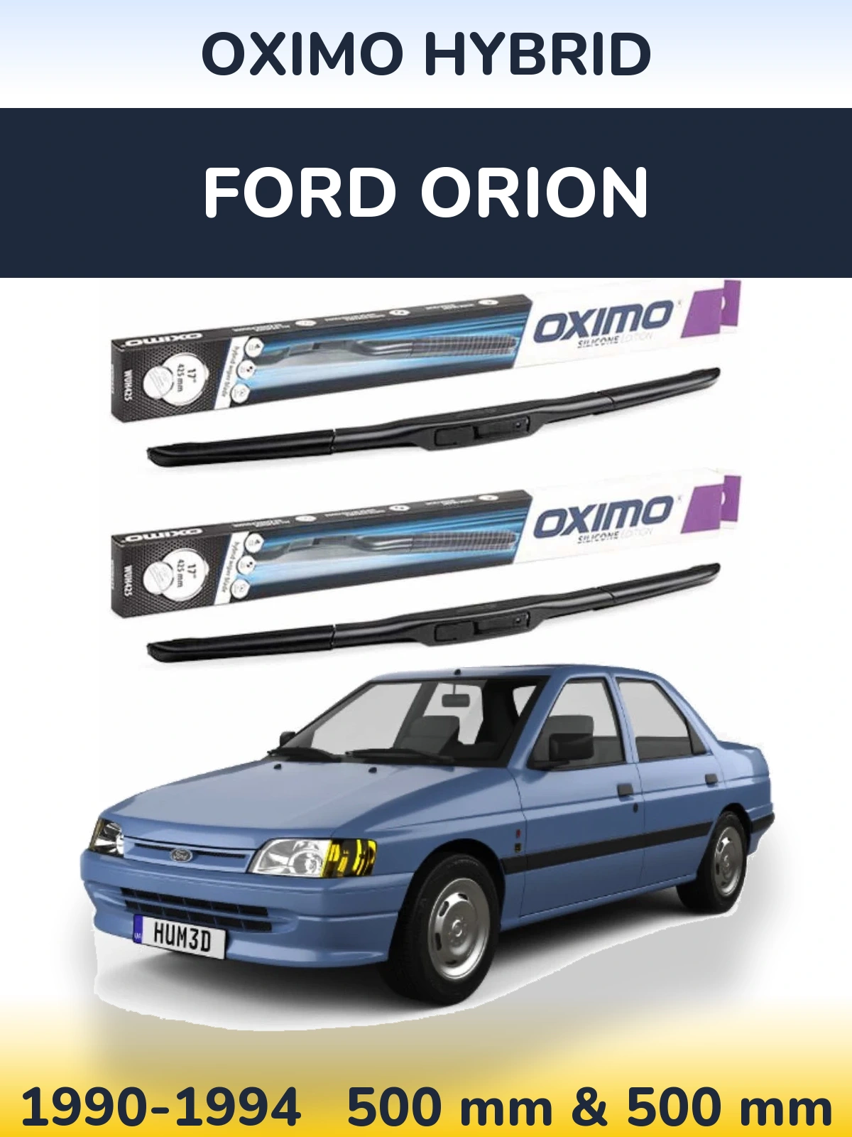 Комплект передних дворников Oximo Hybrid 500 & 500 мм для Ford Orion 1990-1994
