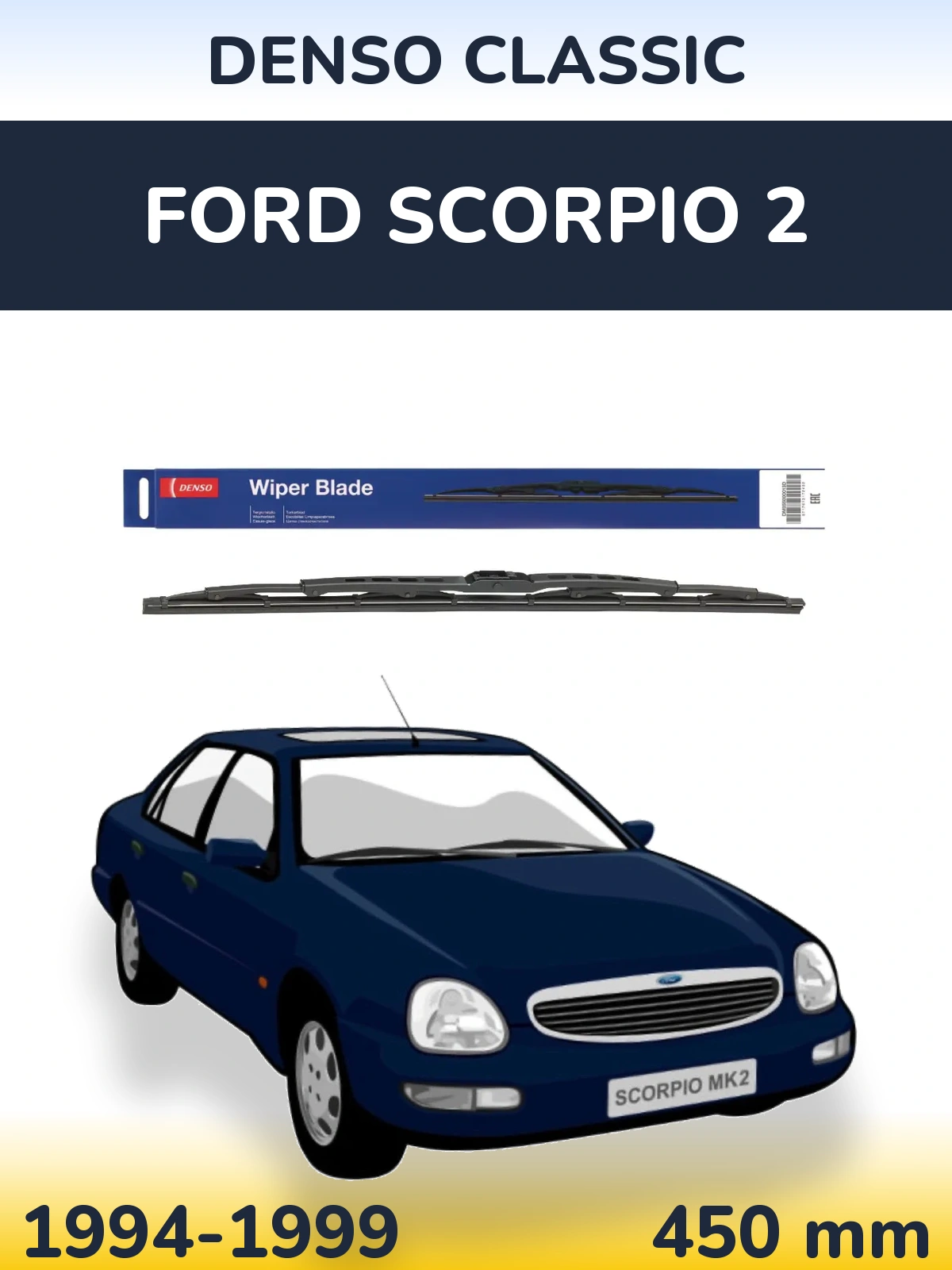 Rear wiper blade Denso Classic 450 mm for Ford Scorpio 2 1994-1999