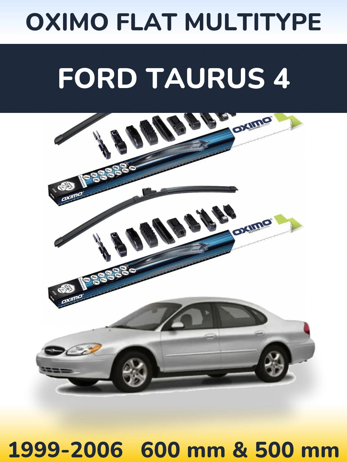 Комплект передніх щіток Oximo Flat MultiТипe 600 & 500 мм для Ford Taurus 4 1999-2006