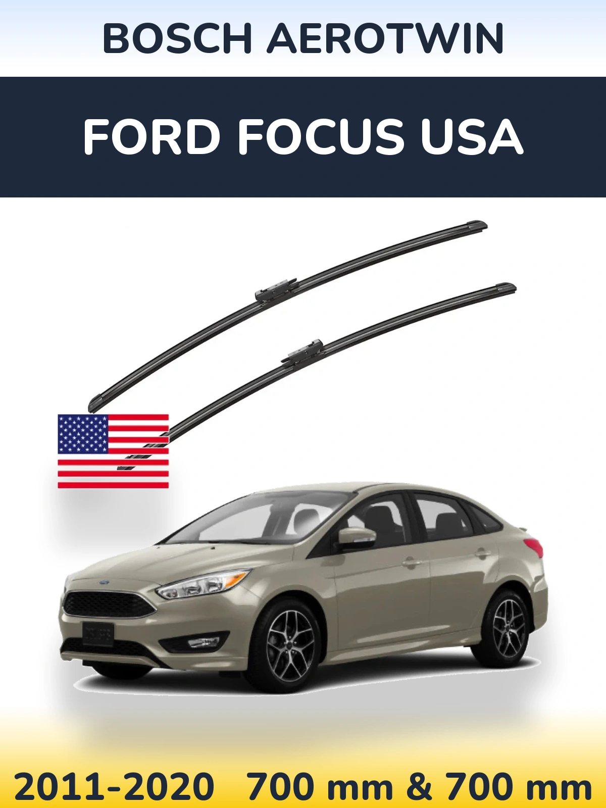 Komplet przednich wycieraczek BOSCH AeroTwin 700 & 700 mm do Ford Focus USA 2011-2020