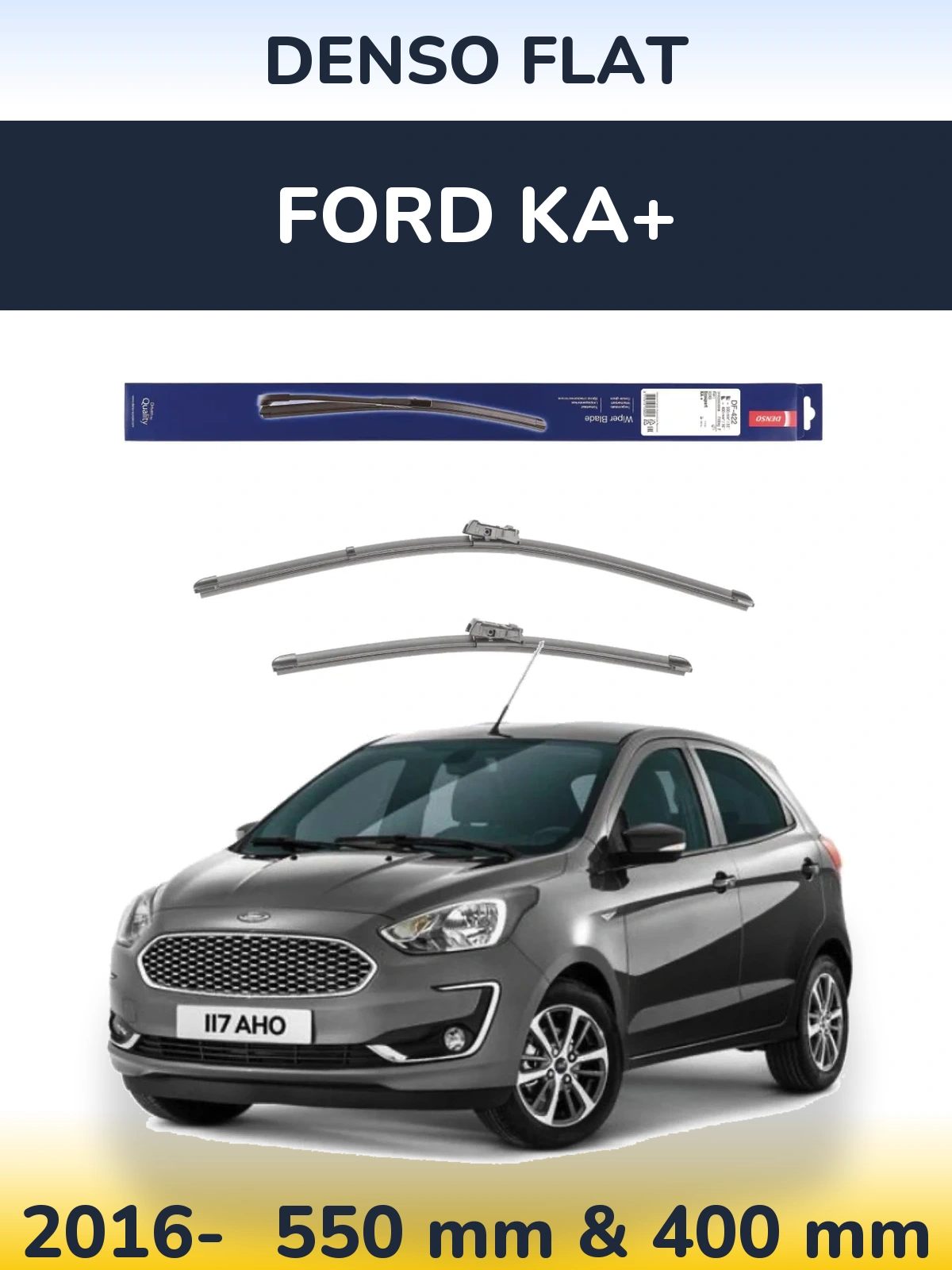 Komplet przednich wycieraczek Denso Flat 550 & 400 mm do Ford Ka+ 2016-2026