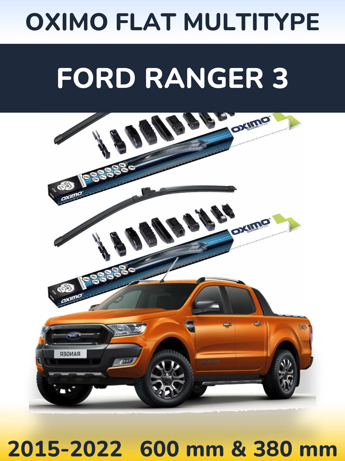 Komplet przednich wycieraczek Oximo Flat MultiType 600 & 380 mm do Ford Ranger 3 2015-2022