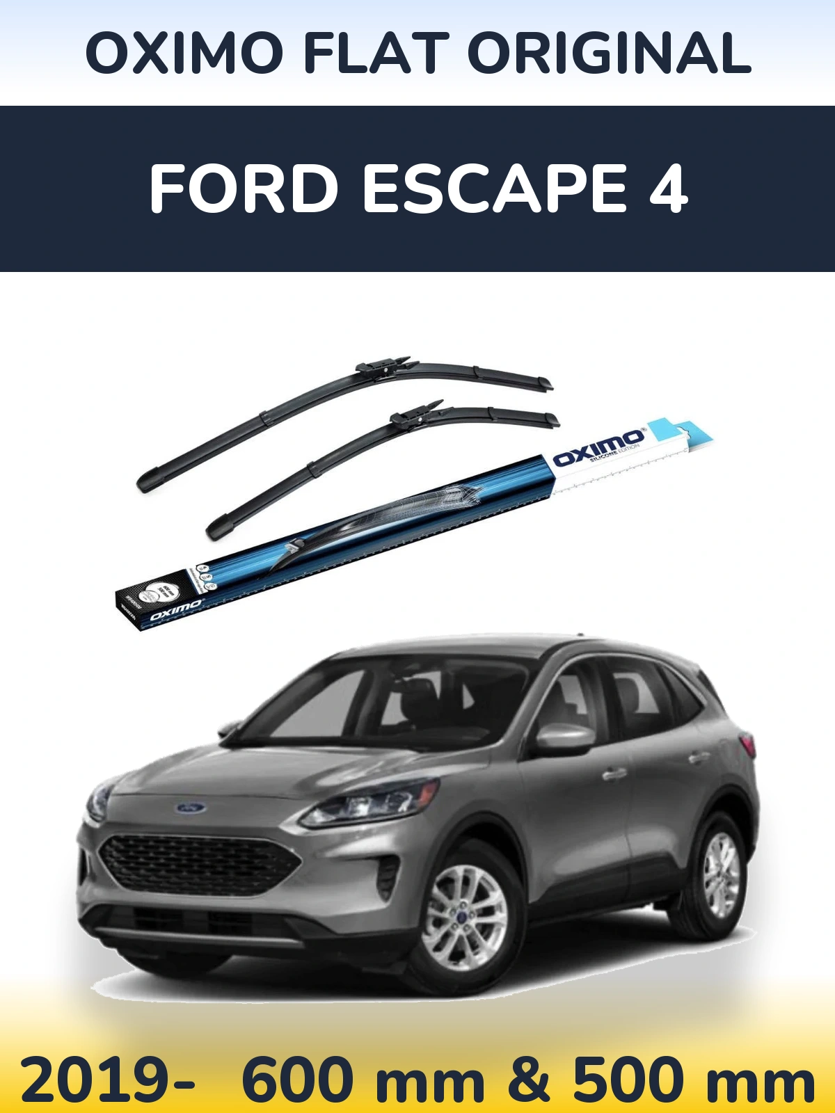 Комплект передних дворников Oximo Flat Original 600 & 500 мм для Ford Escape 4 2019-2026
