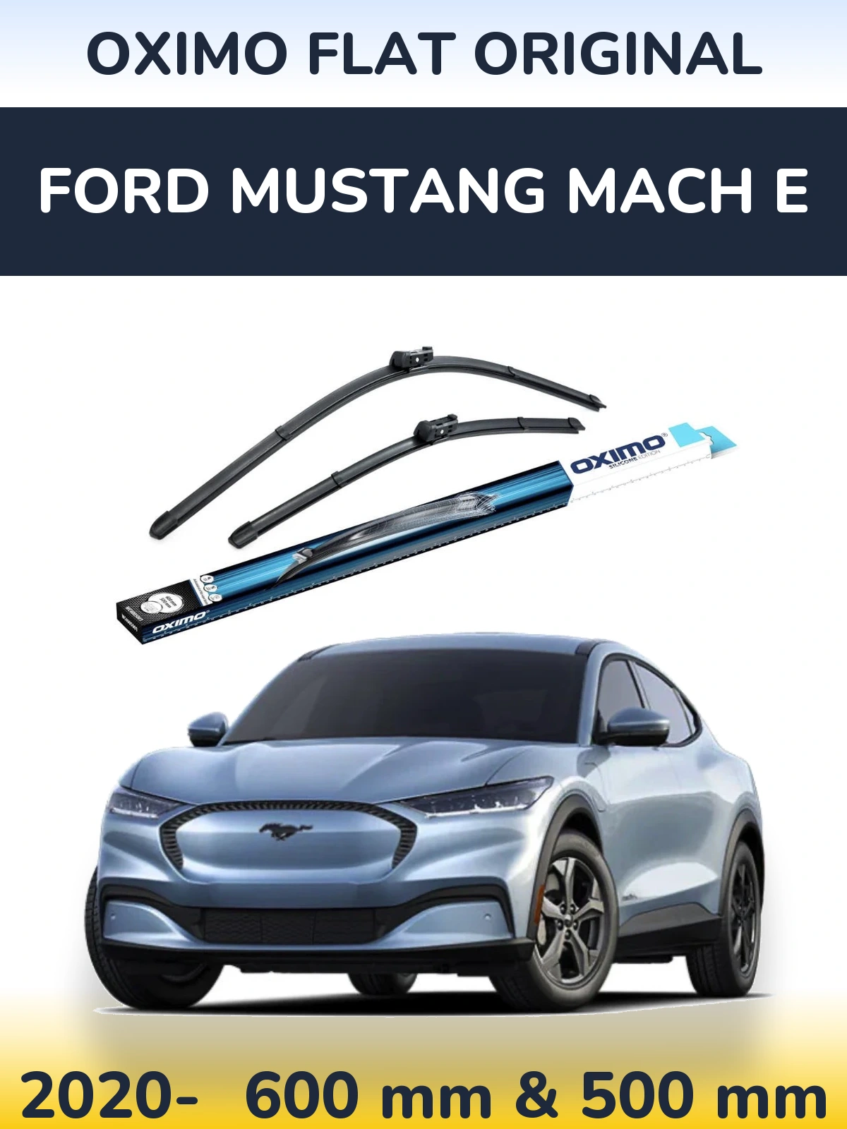 Front wiper blade set Oximo Flat Original 600 & 500 mm for Ford Mustang Mach E 2020-2026