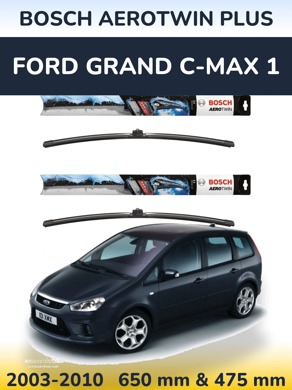 Комплект передних дворников BOSCH AeroTwin Plus 650 & 475 мм для Ford Grand C-MAX 1 2003-2010