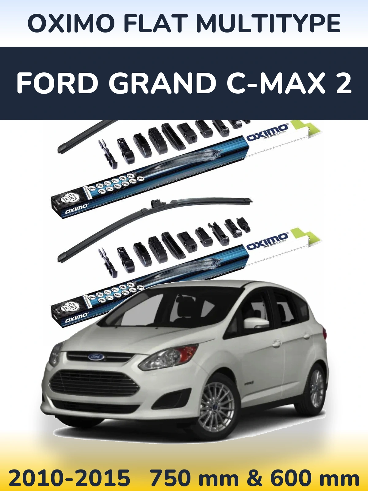 Komplet przednich wycieraczek Oximo Flat MultiType 750 & 600 mm do Ford Grand C-MAX 2 2010-2015