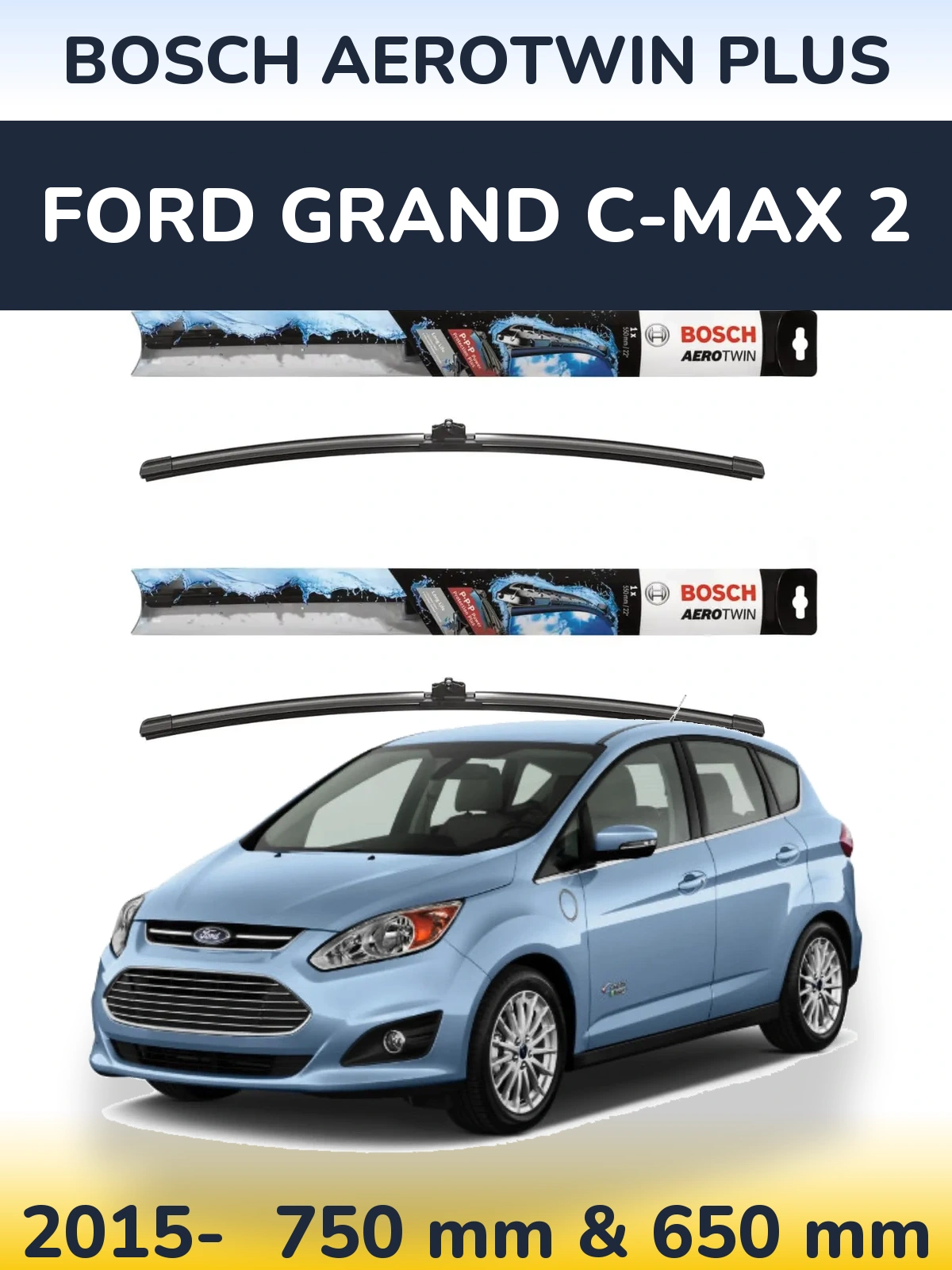 Komplet przednich wycieraczek BOSCH AeroTwin Plus 750 & 650 mm do Ford Grand C-MAX 2 2015-2026