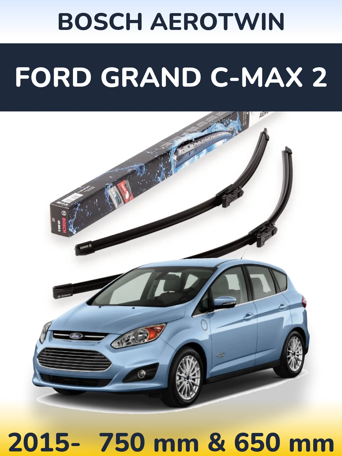 Komplet przednich wycieraczek BOSCH AeroTwin 750 & 650 mm do Ford Grand C-MAX 2 2015-2026